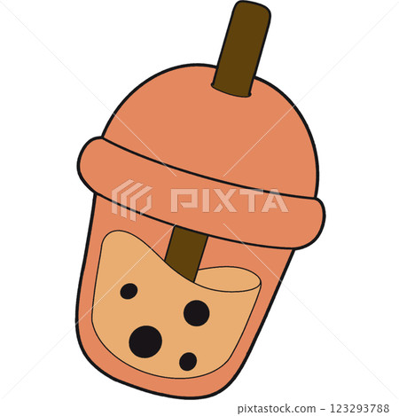 The illustration of a bubble tea 123293788