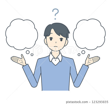 A man thinking with a question mark 123293835