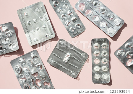 Empty Pharmaceutical Pills Blister Packages. Empty Pharmaceutical Pills Blister Packages. 123293934