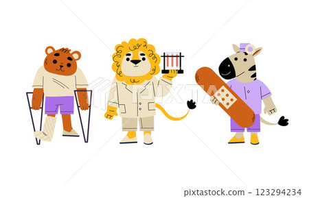Animal Doctor Character Work in Hospital Vector Set Animal Doctor Character Work in Hospital Vector Set 123294234