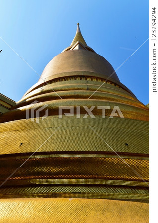 golden pagoda on the blue sky background 123294294