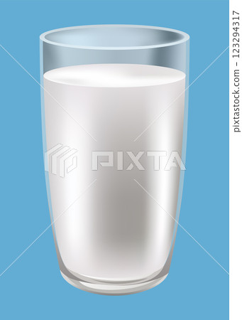 Glass of milk. Protein rich dairy product. Transparent photo realistic vector illustration 123294317