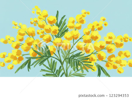 水彩風格，可愛的含羞草背景插圖（AI 生成的圖像） 123294353