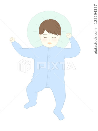 Baby sleeping on his back Baby sleeping on his back 123294357