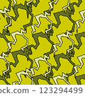 Abstract zigzag pattern with green and yellow tones geometric modern design, chaotic lines 123294499