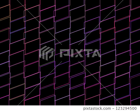 Abstract geometric pattern with colorful lines on black background modern digital art design with vibrant neon rectangles Abstract geometric pattern with colorful lines on black background modern digital art design with vibrant neon rectangles 123294500