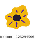 Abstract floral design, bold yellow and purple flower illustration, modern art 123294506