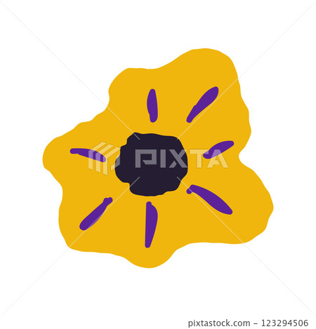 Abstract floral design, bold yellow and purple flower illustration, modern art Abstract floral design, bold yellow and purple flower illustration, modern art 123294506