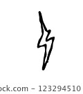Simple black lightning bolt design on white background, minimalist symbol of energy and power 123294510
