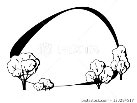 Background with trees. Spring or summer stylized plants. 123294517