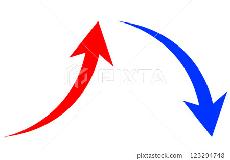 一組向上和向下對角延伸的箭頭,代表成長和衰退 一組向上和向下對角延伸的箭頭,代表成長和衰退 123294748
