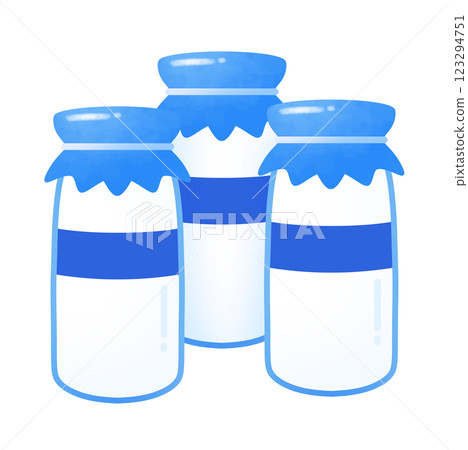 一組三個牛奶瓶的插圖 123294751