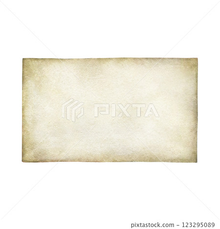 Parchment beige sheet of vintage paper. Old craft paper. Hand drawn watercolor isolated illustration of papyrus. Template with copy space for text for retro design, postcards, cards, invitations. Parchment beige sheet of vintage paper. Old craft paper. Hand drawn watercolor isolated illustration of papyrus. Template with copy space for text for retro design, postcards, cards, invitations. 123295089