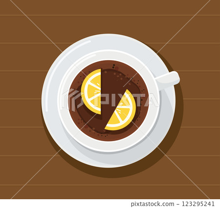 Top view Hot Lemon Tea with Fresh Lemon vector illustration Top view Hot Lemon Tea with Fresh Lemon vector illustration 123295241