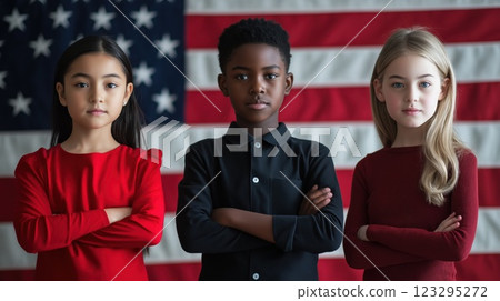 Confident children standing with arms crossed 123295272