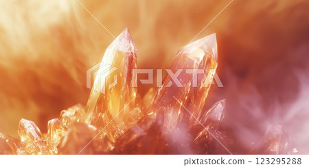 Glowing orange crystals with sharp edges Glowing orange crystals with sharp edges 123295288