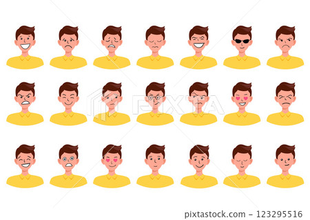 Portraits of man. Boy Avatar.  Male emotions. 123295516