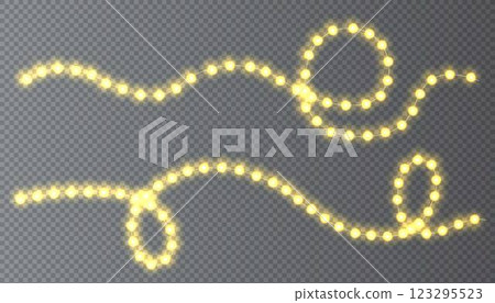 Festive Christmas light  glowing garland string on dark background. 123295523
