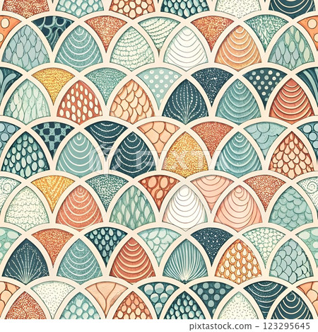 Seamless, vintage-style zoom image of fish scales. Seamless, vintage-style zoom image of fish scales. 123295645