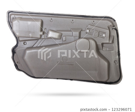 Heat and noise shield made of plastic to protect vehicle door from coldness and noise isolation. Car spare parts catalog. 123296071