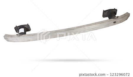 Iron stiffener reinforcement for the rear of the car black body spare part of the strengthener of bumper. Equipment for sale or installation in auto service or garage. Car parts catalog. 123296072