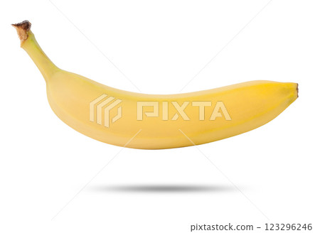 Fresh yellow banana on a white isolated background. Healthy food and vegetarianism. 123296246