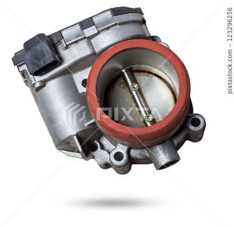 car part engine throttle valve opened by the gas pedal to supply more air to the engine. spare parts catalog for vehicles from the junkyard. 123296256