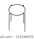 Simple round chair; pipe chair; stool; line drawing icon; illustration 123296878