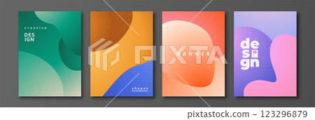 Abstract background set vector illustration. Posters with wave liquid shapes in retro gradient bright color. Modern textured design for business cover, creative banner template Abstract background set vector illustration. Posters with wave liquid shapes in retro gradient bright color. Modern textured design for business cover, creative banner template 123296879