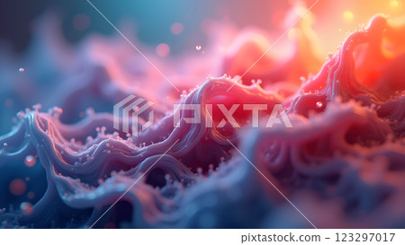 Abstract image featuring pastel pink and blue fluids blending smoothly. A dreamy and soft texture creating a gentle gradient with a bokeh effect. Abstract image featuring pastel pink and blue fluids blending smoothly. A dreamy and soft texture creating a gentle gradient with a bokeh effect. 123297017