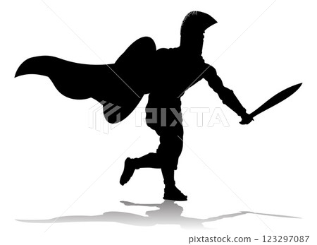 Spartan Silhouette Gladiator Trojan Greek Warrior 123297087