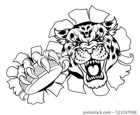 Jaguar Leopard Cheetah Panther Hockey Team Mascot Jaguar Leopard Cheetah Panther Hockey Team Mascot 123297098