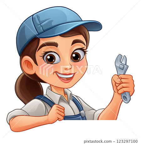 Woman Female Spanner Wrench Mechanic Plumber Woman Female Spanner Wrench Mechanic Plumber 123297100