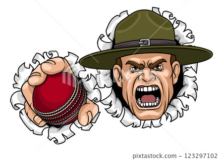 Drill Instructor Sergeant Bootcamp Cricket Mascot 123297102