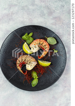 Steamed Lobster Tail, Luxury Food. Steamed Lobster Tail, Luxury Food. 123297170