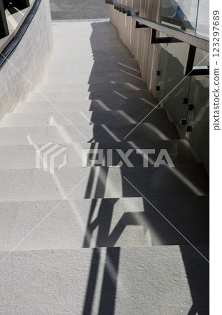 Modern staircase with handrails Modern staircase with handrails 123297689
