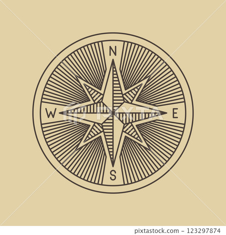 Round Linear Vintage Compass Logo. Round Linear Vintage Compass Logo. 123297874