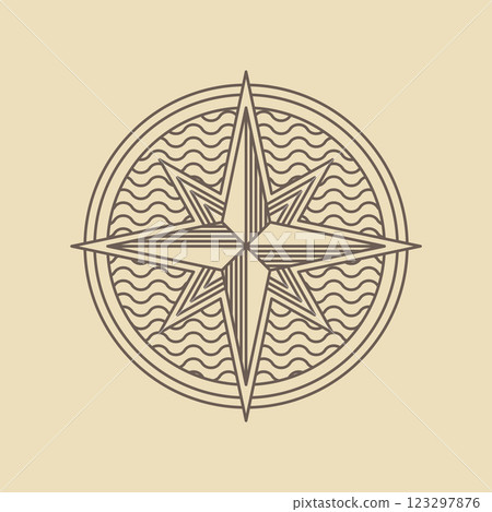 Round Linear Vintage Compass Logo. Round Linear Vintage Compass Logo. 123297876
