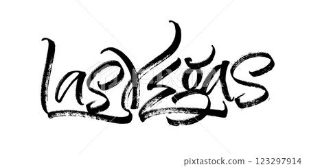 Las Vegas. Modern Calligraphy Hand Lettering for Serigraphy Print 123297914