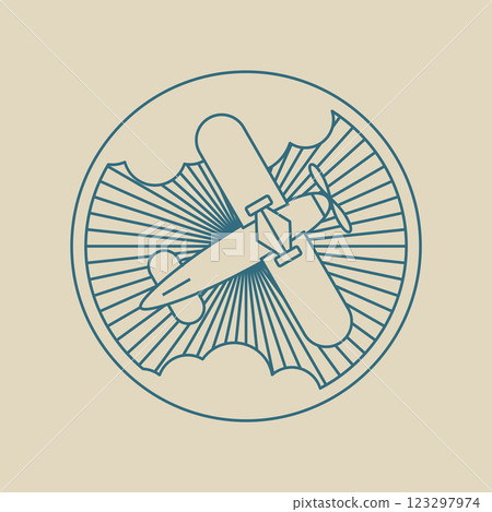 Round logo icon. Air transport and flying. 123297974
