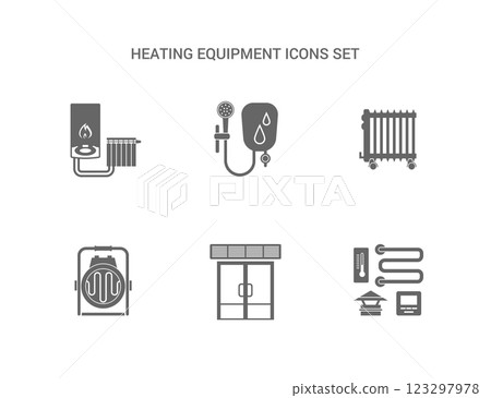 Heating Equipment Icons Set Heating Equipment Icons Set 123297978