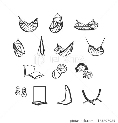 Hammocks icons set 123297985