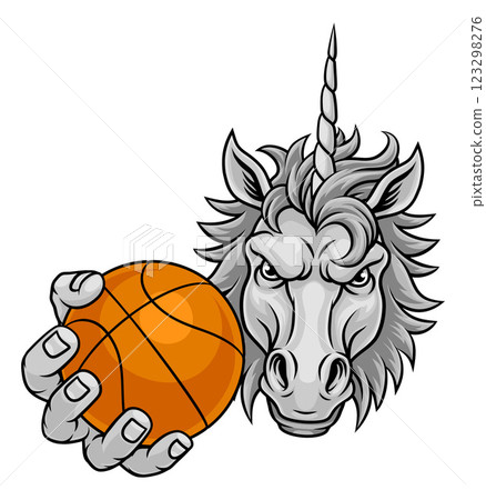 Unicorn Horse Stallion Basketball Sports Mascot Unicorn Horse Stallion Basketball Sports Mascot 123298276