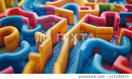 Colorful maze structures inspire preschoolers to explore and improve cognitive skills 123298635