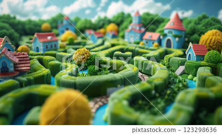 Colorful maze tasks for preschoolers promote exploration and cognitive growth in nature 123298636