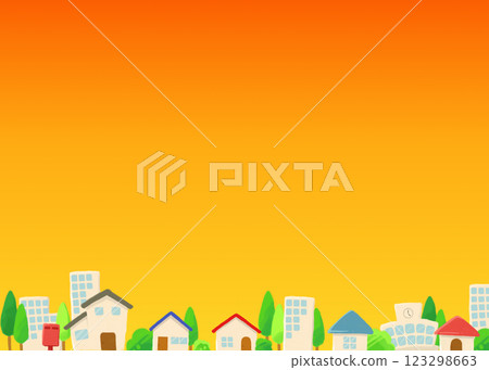 Illustration of a cityscape at dusk 123298663