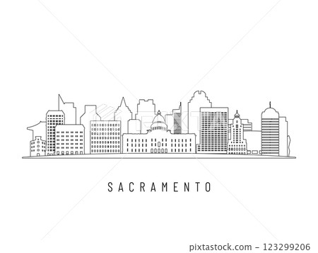 Detailed Sacramento skyline vector illustration. Detailed Sacramento skyline vector illustration. 123299206