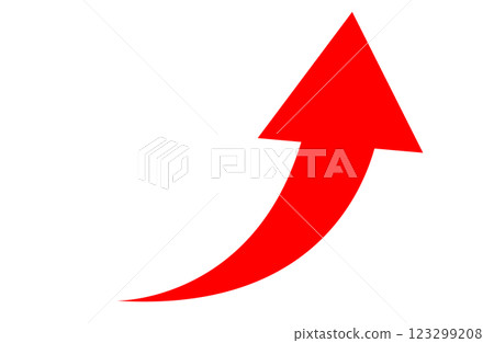 A red arrow pointing diagonally upwards to the right, symbolizing growth 123299208