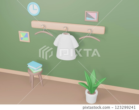 3d 渲染白色 T 恤和內裝 123299241