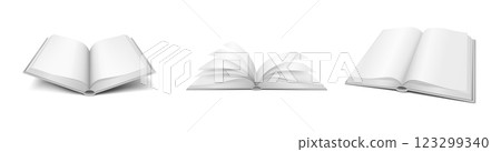 3D Realistic Open Book Mockup with Pages Turning 123299340